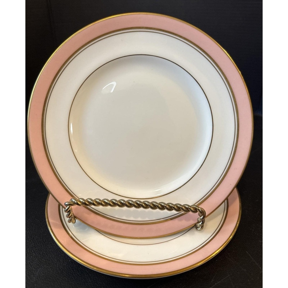 Royal Worcester Howard Pink Gold Trim Bread Butter Plate Plates Set Of 2 England